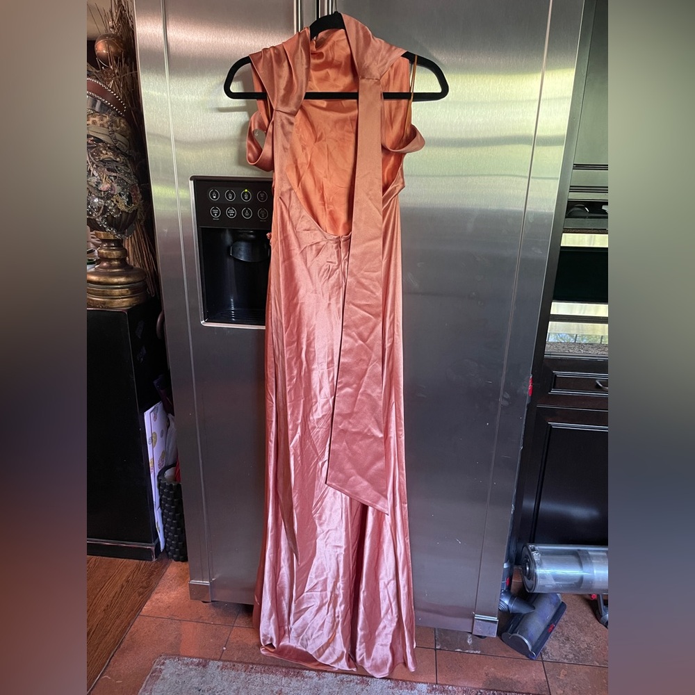 SAU LEE Priscilla Satin High-Neck Column Maxi Dress - Picture 6 of 7